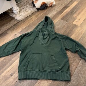 Aerie Down-To-Earth Henley Hoodie Green Size L